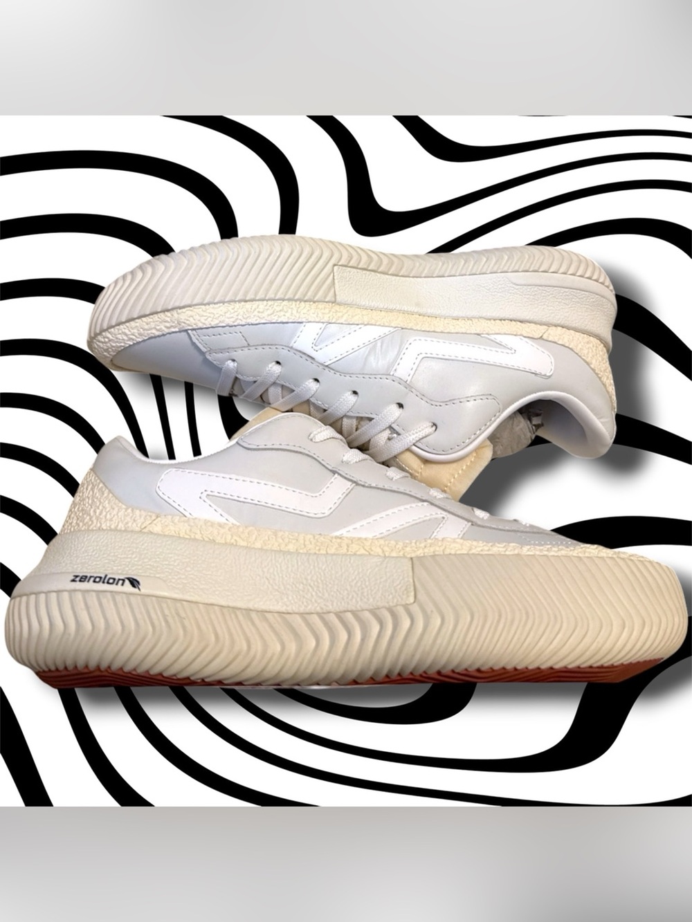•DS• BRANDBLACK White Leather Sneaker Model 2125• 8M /9.5W